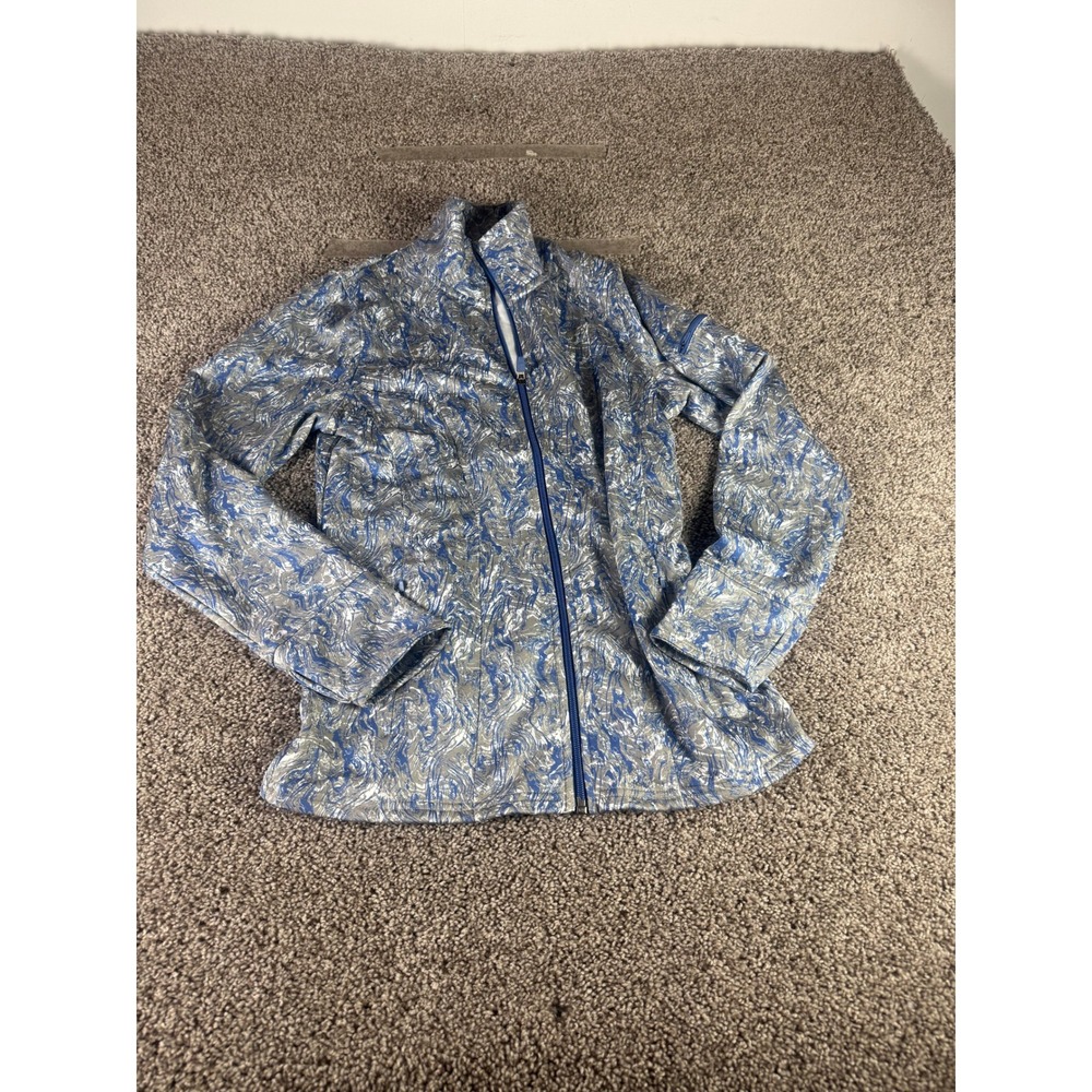 Lizardhead Full Zip Athletic Jacket Women's Blue Grey Swirl Print Pockets - S
